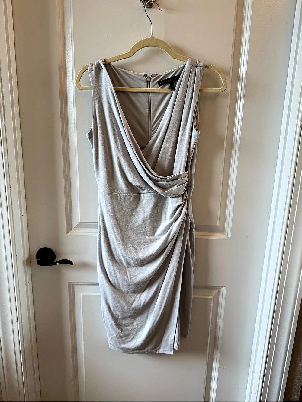 White House Black Market Faux Wrap V-Neck Sheath Dress Gray Size 2